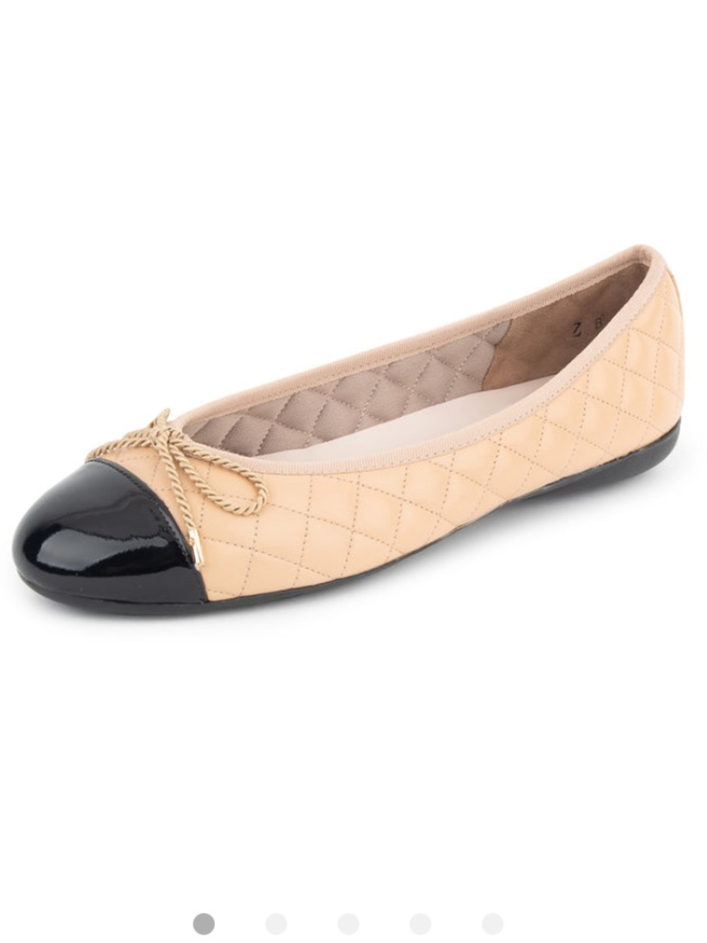 Paul Mayer Attitudes Best Quilted Leather Ballet Flat Black Patent Beige 8